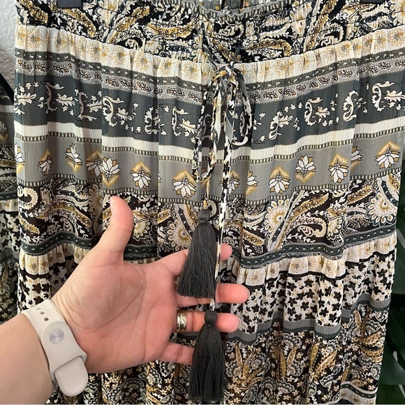 🌻 Böhme Boho Paisley Tiered Maxi Skirt S | Smocked Waist Festival Skirt - Picture 3 of 7